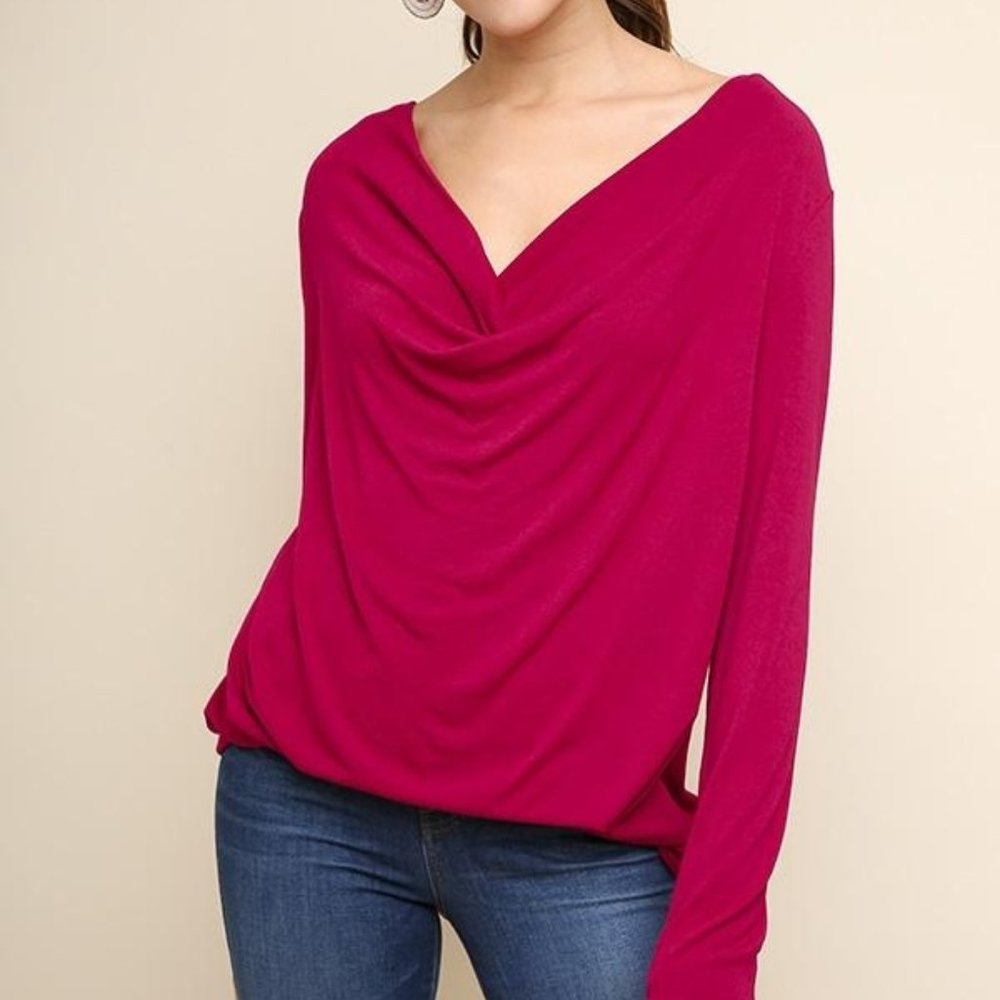 Umgee Long Sleeve Draped Front Top